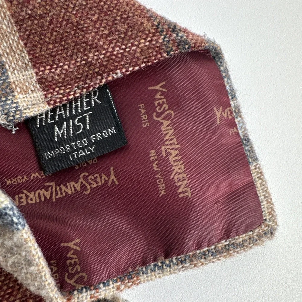 Lot of 2 Vtg Yves‎ Saint Laurent Heather Mist Plaid Wool Blend Ties Men 56